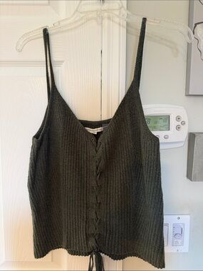 American Eagle Outfitters Olive Ribbed Lace-Up Cami